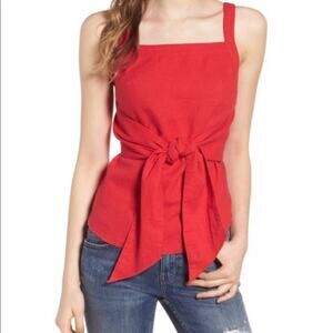 BP. Tie Front Linen Blend Red Tank Top Size XS